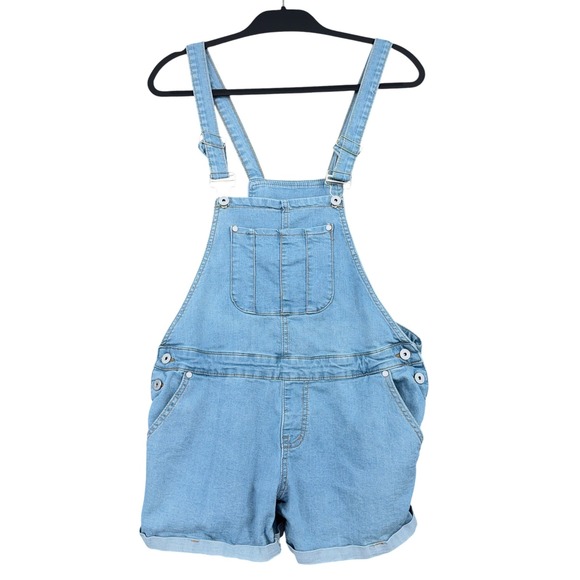 Listicle Denim - Listicle Denim Shortall Overalls Womens Size S Cotton Spandex Light Wash Blue